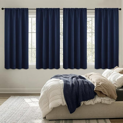 MIULEE 4 Panels Set Navy Blue Blackout Curtains 63 Inch Length Bedroom | by MIULEE