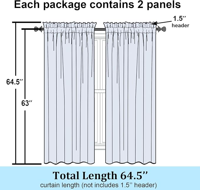 Simplebrand Lime Sheer Curtains 63 Inch Length 2 Panels, Rod Pocket Solid Color - Image 8