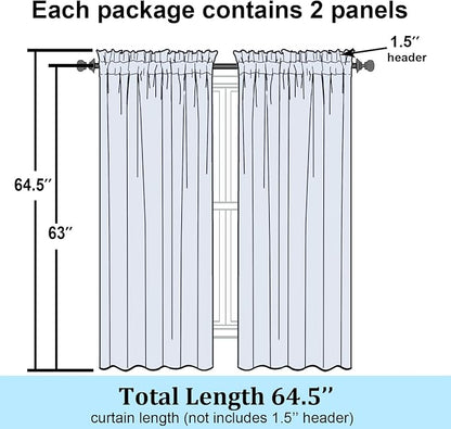 Simplebrand Hot Pink Sheer Curtains 63 Inch Length 2 Panels, Rod Pocket Solid - Image 8