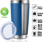 DOMICARE 20oz Stainless Steel Tumbler Bulk with Lid, Double Wall Vacuum Insulated Travel Mug, Powder Coated Coffee Cup, Dark blue, 4 Pack
