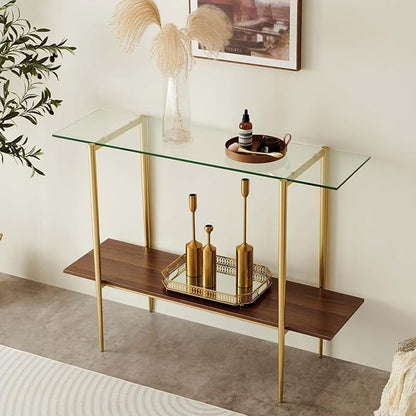 LumFurn Glass Console Table for Living Room, Foyer & Entrance, 2-Tiers by LumFurn