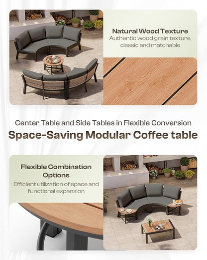 Outdoor Aluminum Patio Furniture Set, 7 Piece Curved Outdoor Sectional Sofas - Image 7