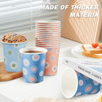 300 Pack Paper Cups 8 oz, Disposable Coffee Cups, Paper Coffee Cups 8 oz, Colourful Hot/Cold Beverage Drinking Cup for Water Juice or Tea, Office Party Home Travel - Daisy