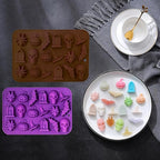 Halloween Chocolate Mold Silicone,18 Cavity Candy Gummy Mold with Pumpkin Wizard Hat Bat Spider Tombstone for Baking Chocolate Jelly Gummy Dessert (2pcs)