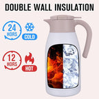 GiNT 1.9L / 64Oz Thermal Coffee Carafe, Insulated Stainless Steel Coffee Carafes for Keeping Hot/Double Walled Vacuum Thermal Carafe (White)
