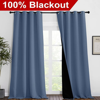 NICETOWN Insulated 100% Blackout Curtains, Noise Reducing Performance Drapes - Image 2