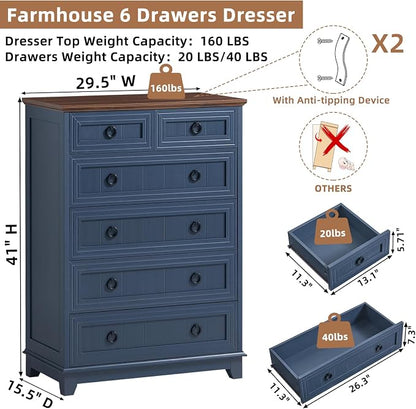 Joaxswe Farmhouse 5 Drawer Dresser - Image 2