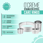 O'Creme Cake Ring Sturdy Stainless Steel Round Mousse Cake Ring Mold for Baking, Dessert Cake Decorating Pastry Rings 8 Inch Diameter x 1-1/2 Inch High