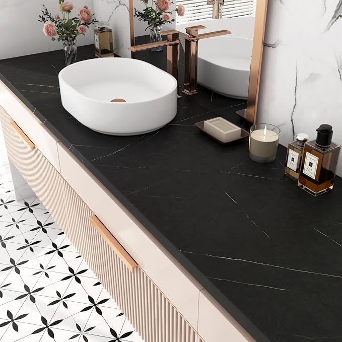 FunStick 24"x200" Matte Black Marble Contact Paper - Image 5