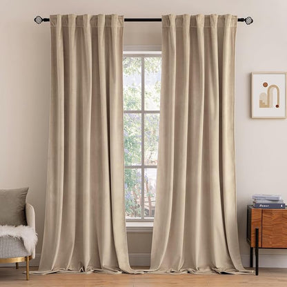 MIULEE Velvet Curtains 52x90 inches 2 Panels Camel Beige Blackout Curtains | by MIULEE