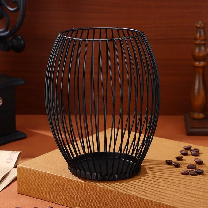 Luxshiny Coffee Pod Holder, Metal Espresso Pod Baskets Black Wire Baskets for Counter Small Space Storage Station Organizer Coffee Bar Accessories - 5.31"W x 6.09"H