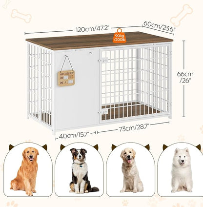 YATINEY Foldable Dog Crate Furniture, 47.2" Dog Crate - Image 7