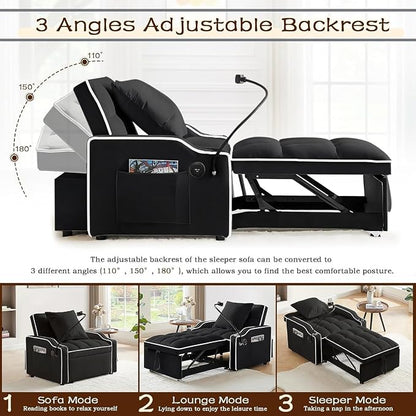 Convertible Sleeper Chair, Pull Out Chair Sleeper - Image 7