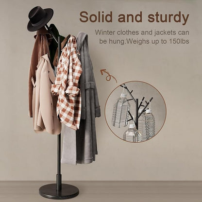 Muwuele Coat Rack, Solid Wood Coat Rack Freestanding - Image 6