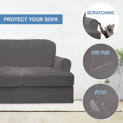 CUCRAF Cushion Sofa Cover 3 Piece Slipcovers, Soft Thick Velvet Couch Cover - Image 4