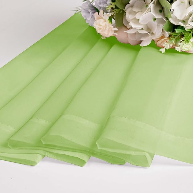 Short Lime Sheer Curtains 30 Inch Length 2 Panels Set, Kitchen Curtains Tiers - Image 7