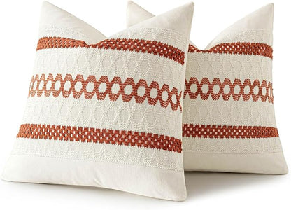 MIULEE Set of 2 Fall Burnt Orange Decorative Pillow Covers 18x18 | Farmhouse - Image 8