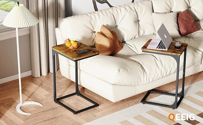 QEEIG C Table Side Table Living Room C Shaped Couch Tray End Table Farmhouse 1 - Image 7