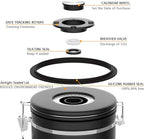 35OZ Coffee Canister for ground coffee with Date Tracker,Wood grain lid 304 Stainless Steel Kitchen Food Airtight storage container for Coffee Beans or Grounds, Tea, Sugar(35oz-grain)