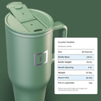 IRON °FLASK Co-Pilot Insulated Mug w/Straw & Flip Cap Lids - Cup Holder Bottle for Hot, Cold Drink - Leak-Proof- Water, Coffee Portable Travel Tumbler - Sage, 40 Oz