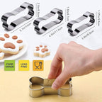 Dog Treat Molds, Dog Paw and Bone Shaped Silicone Molds，3 Packs Stainless Steel Cookie Cutter，for Chocolate, Candy, Jelly, Ice Cube, Dog Treats - Set of 11
