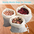 Eketirry Spice Bags, 10pcs Reusable Empty Tea Bags, Muslin Strainer Bags, Soup Bags for Cooking, Natural Cotton Fine Mesh Cheesecloth Bags for Cold Brew Coffee(3 x4" &8 x10")
