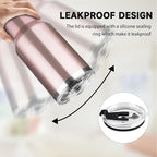 40 oz Tumbler with Lids and Straws, Stainless Steel Insulated Coffee Tumbler, Double Wall Vacuum Insulated Travel Mug Cup, Leakproof Thermal Coffee Cup for Hot and Cold Drinks (Rose Gold)