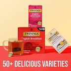 Twinings English Afternoon Black Tea Individually Wrapped Bags, 20 Count (Pack of 1), Smooth & Slightly Sweet, Caffeinated, Enjoy Hot or Iced, 20 Teabags