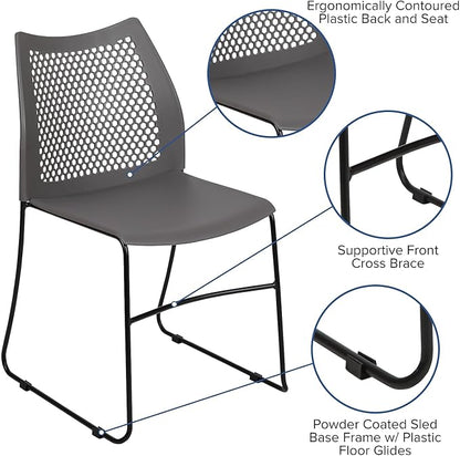 Flash Furniture HERCULES Series 661 lb. Capacity Gray Stack Chair - Image 5