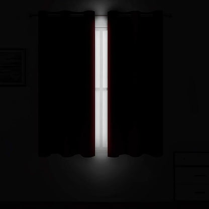 Red Bedroom Blackout Curtains/38 x 63 Inch Long/Set of 2 Curtain Panels/Thermal - Image 3