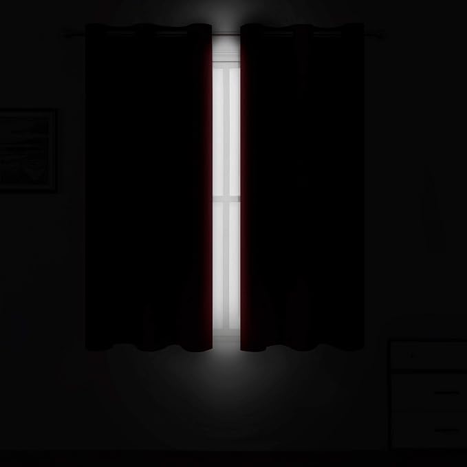Red Blackout Curtains 34 x 54 Inch Length/Set of 2 Curtain Panels/Thermal - Image 3
