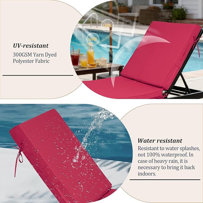 80x26x4in Lounge Cushions for Outdoor Furniture, Outdoor Lounge Chair Cushions - Image 5