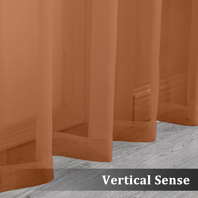 Orange Sheer Curtains 108 Inches Long, Light Filtering Semi Transparent - Image 5