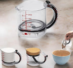 4-in-1 Adjustable Measuring Cup, Multi-Functional Measuring Cup with Scraper-Style Seal Base, Can Be Raised to Create Four Different Measurements 1/4 1/3 1/2 and 1, for Cooking and Baking