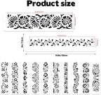 12 Pcs Large Flower Border Stencils for Painting, Reusable Plastic Floral Edge Baking Decorating Vine Stencil Tool, Painting Templates for DIY Cake Wood Wall Tile Furniture Canvas Craft, 3" x 11.8"
