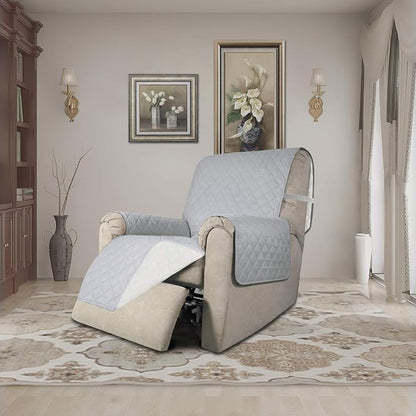 Easy-Going Reversible Couch Cover, Recliner 19 in, Light Gray/Ivory | Machine - Image 2
