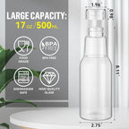 17 Oz Glass Juice Bottles with Lids, Glass Bottles, BPA Free, Borosilicate Glass for Juicing, Smoothies, Infused Water, Beverage Storage, Shaker Bottles (4 Pack)