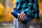 HYDRO CELL Stainless Steel Insulated Water Bottle with Straw - For Cold & Hot Drinks - Metal Vacuum Flask with Screw Cap and Modern Leakproof Sport Thermos for Adults (Navy 32oz)