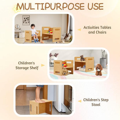 Montessori Table and Chair Set, Bamboo Wood Weaning Table and Chair Set - Image 3
