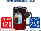 Sidagar+ 18 OZ z Stainless Steel Insulated Coffee Mug with Handle and Lid, Double Wall Vacuum Travel Mug, Tumbler Cup with Sliding Lid, Resuable Insulated Coffee Tumbler, Red