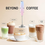 Zulay Kitchen Tornado Whisk Milk Frother with 4 AA Duracell Batteries - Triple Whisk for More Power - Handheld Coffee Frother with Stand - Drink Mixer for Lattes, Matcha & Protein Shakes