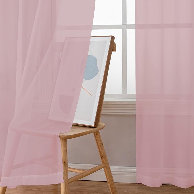 Chyhomenyc Sheer Curtains 54 Inch Long 2 Panels, Short Voile Drapes - Image 4
