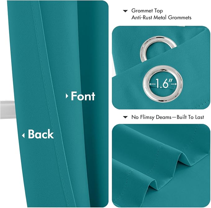 MIULEE Blackout Curtains for Bedroom 2 Panels 40 x 54 Inch Long Teal | Thermal - Image 4