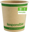 Certified Compostable 4 oz Paper Cups, Cold ＆ Hot Coffee Cups, Disposable Paper Cups, Extra Strength Disposable Cups, Made without PFAS (50 count)