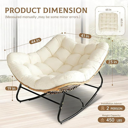 SUNCROWN Oversized Wicker Rocking Chair Indoor Outdoor, 450 LBS Heavy Duty - Image 3