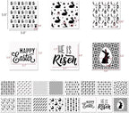 6in Easter Cookie Stencils for Royal Icing, Eggs Carrot Rabbit Face Bunny Shapes Stencils for Sugar Cookie, 16 Pcs Assorted Sizes Easter Eggs Stencils for Baking Drawing Dessert Coffee Decoration