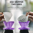 MAVO Pour Over Coffee Dripper, Detachable Hand Drip Brewer, Pour Over Coffee Maker, Compatible with V01 Paper Filters & Wave Filter 155, Purple