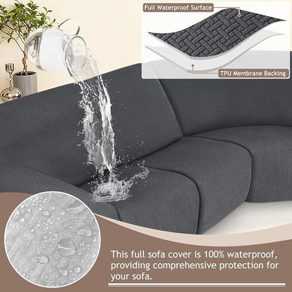 ALIECOM 100% Waterproof Recliner Sectional Couch Covers L Shape Stretch Corner - Image 4