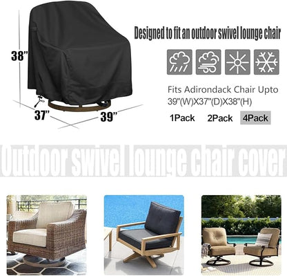 Outdoor Swivel Lounge Chair Cover 4 Pack, Waterproof Heavy Duty Outdoor Chair - Image 2