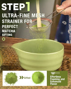 Matcha Whisk Set - 5PCS Matcha Set Includes 17OZ Chawan with Spout, Bamboo Chasen Whisk with Ceramic Holder, Mat cha Scoop and Stainless Sifter, Matcha Kit for Ceremony, Gift for Matcha Lovers